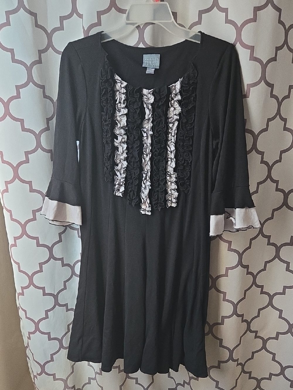 Rabbit Rabbit Rabbit Black Dress with Cream Ruffle Accents